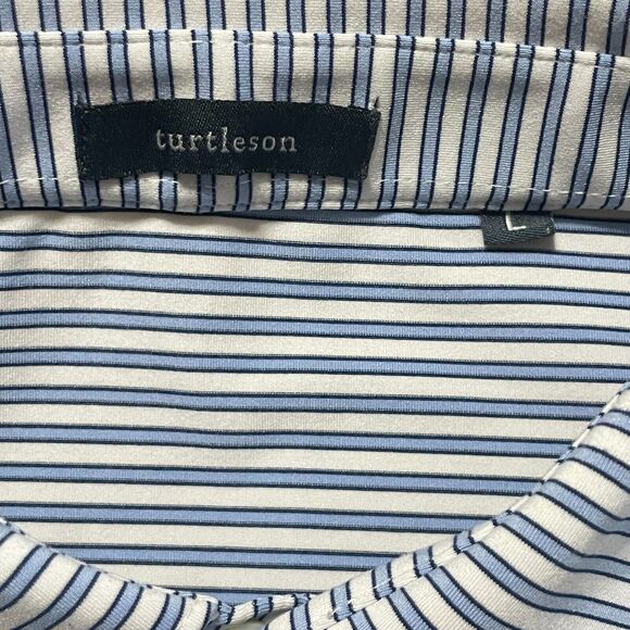 Turtleson Greystone Golf Club Polo Shirt Korea Stripes Blue & White Large Men - Picture 5 of 9